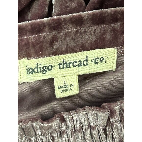 Indigo Thread Co. Velvet Fringe Boho Top Large Off-Shoulder Shimmer Night Out - Picture 6 of 11